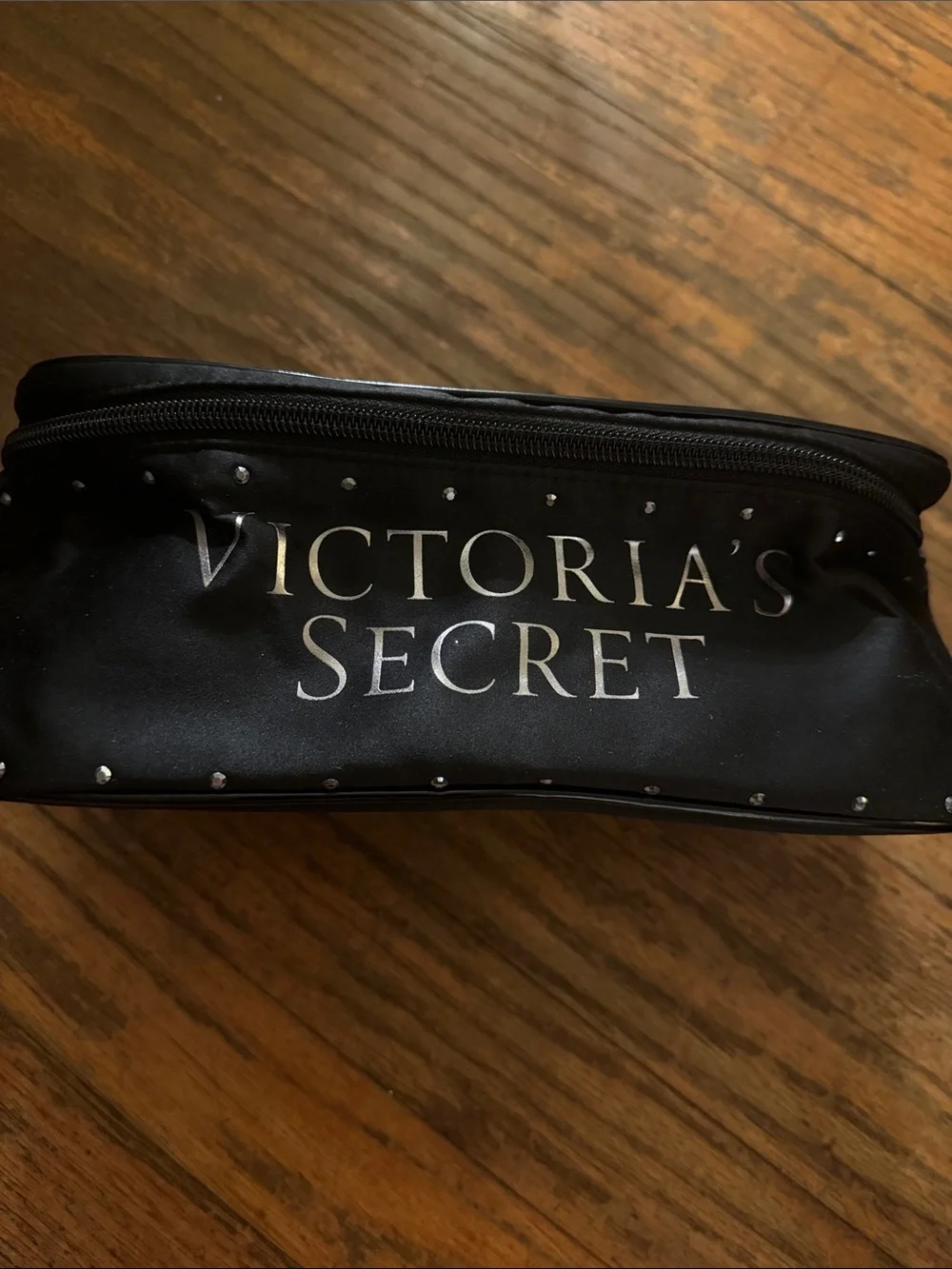 Victoria's Secret Black Cosmetic Pouch with Silver Logo